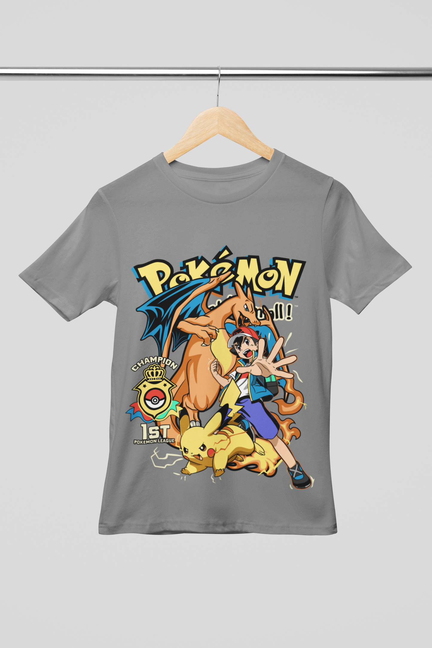 Camisa- Ash Ketchum & Pikachu Champion
