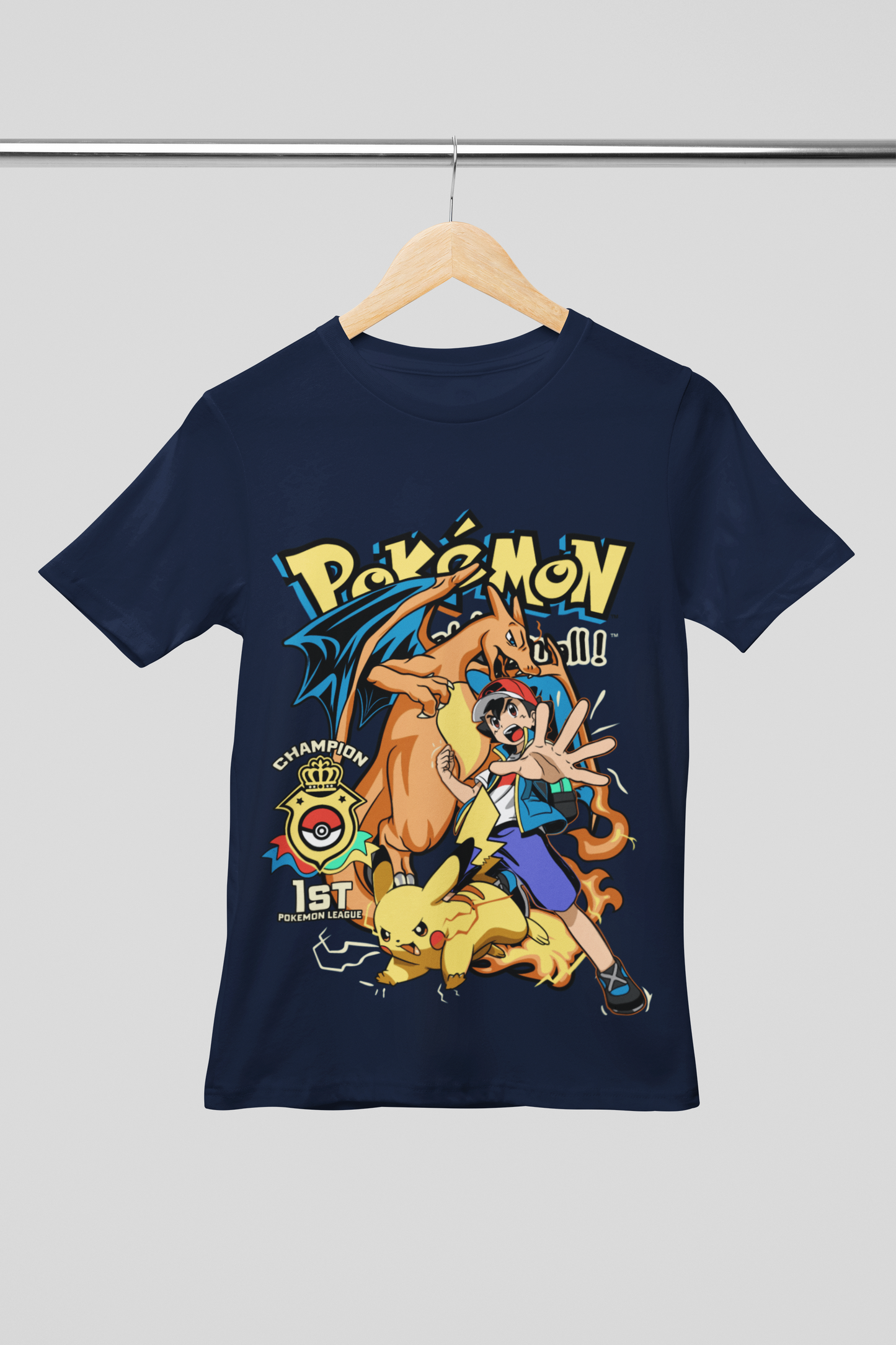Camisa- Ash Ketchum & Pikachu Champion